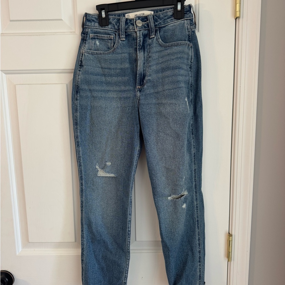 Hollister High Rise Distressed Blue Jeans